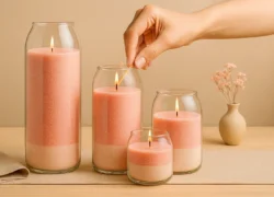 Candelus sand wax vazen bal kurk roze wit