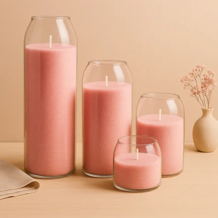 Glazen vaas baldeksel Bamboo candelus product foto roze