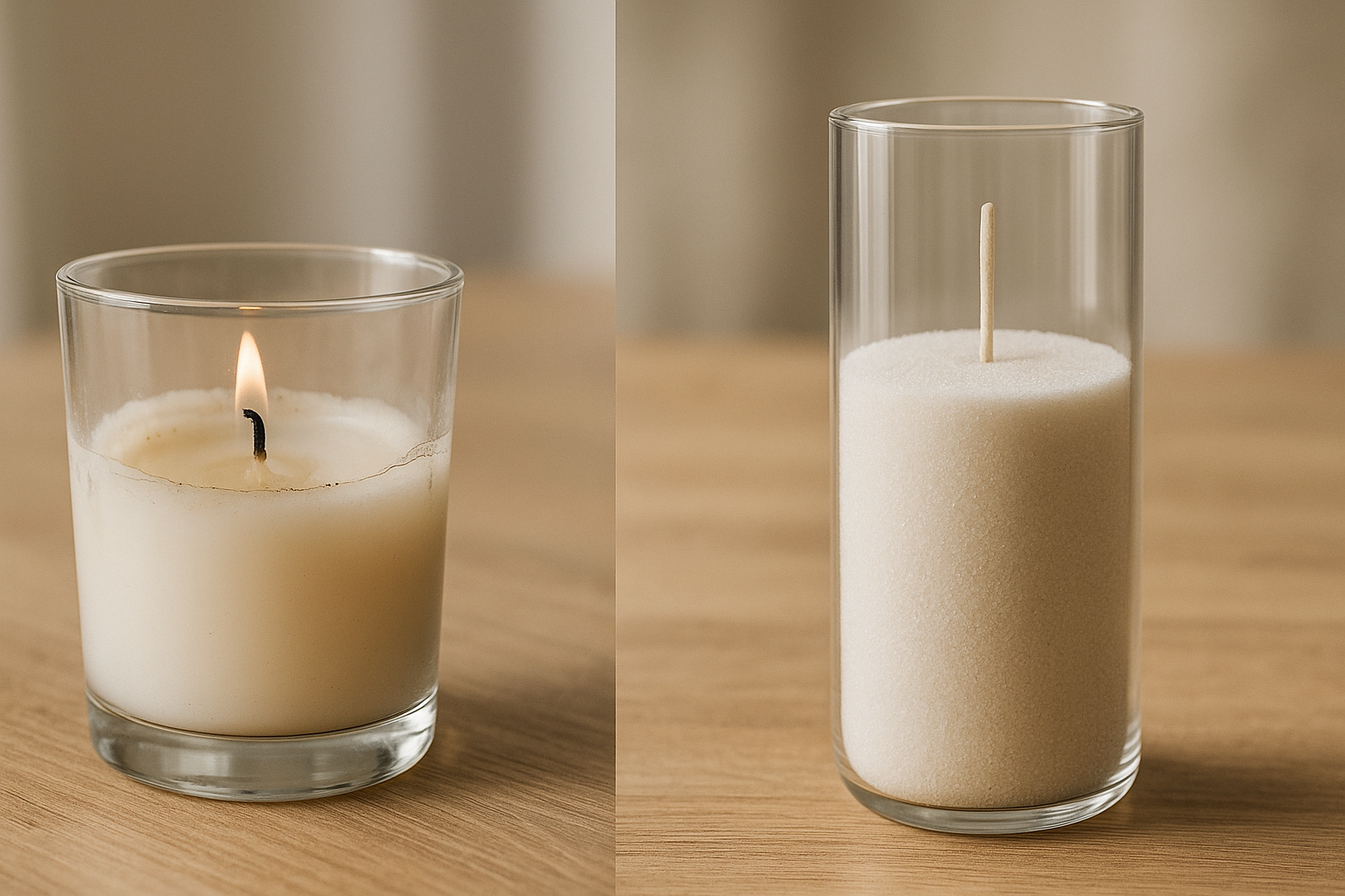 Vergelijking sand wax en traditionele kaarsen