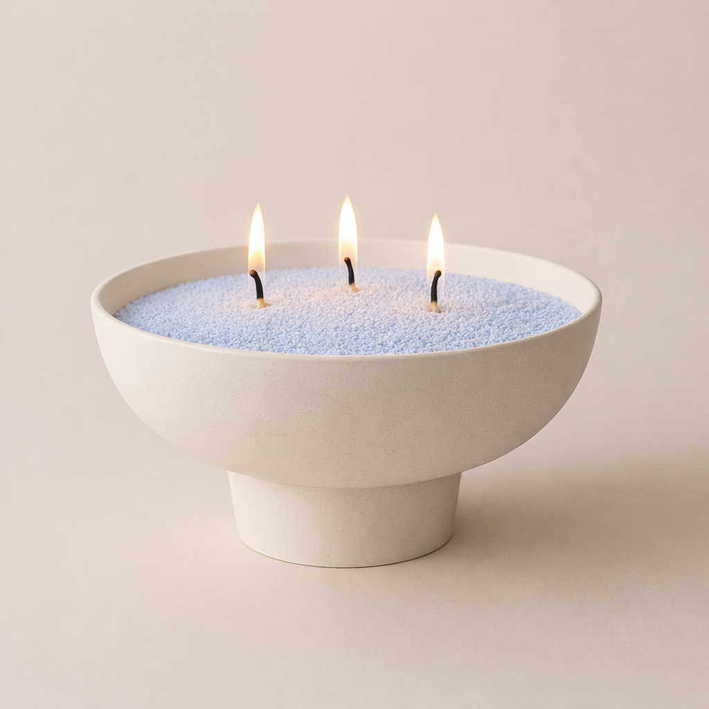 Candelus sand wax blauw blue witte pot